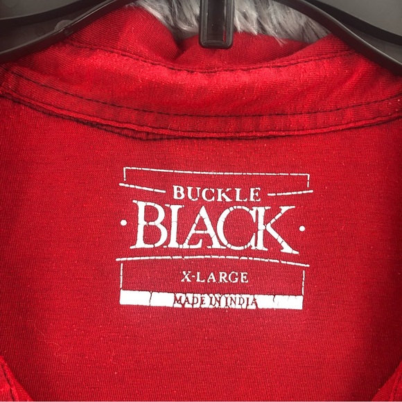 BKE Buckle Black Polo Shirt X Large Red Burnout Polo Red Shirt - Picture 2 of 8